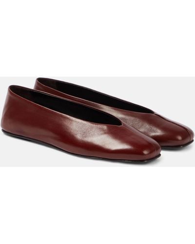 The Row Eva Two Leather Ballet Flats - Red