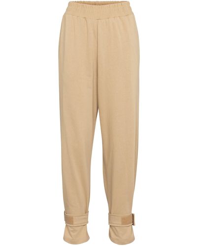 Frankie Shop Cuffed Cotton Terry Sweatpants - Natural