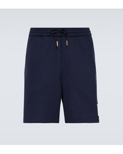 Thom Browne Checked Cotton Shorts - Blue
