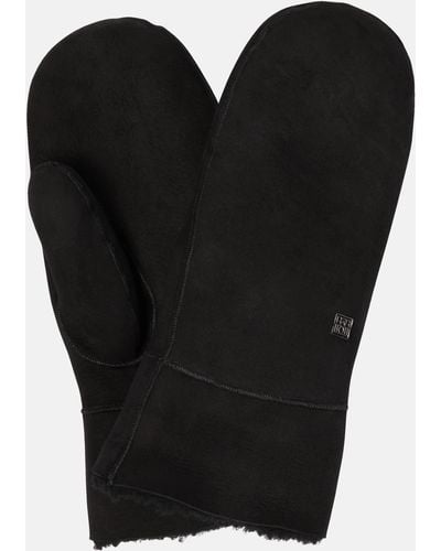 Totême Shearling-lined Suede Gloves - Black