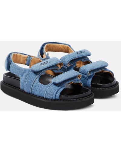 Isabel Marant Madee Denim Platform Sandals - Blue