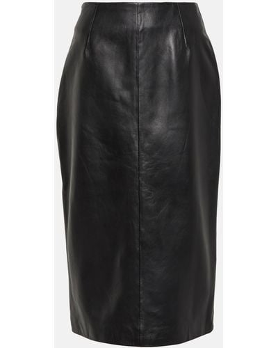 Blazé Milano Vegas Baby Leather Midi Skirt - Black