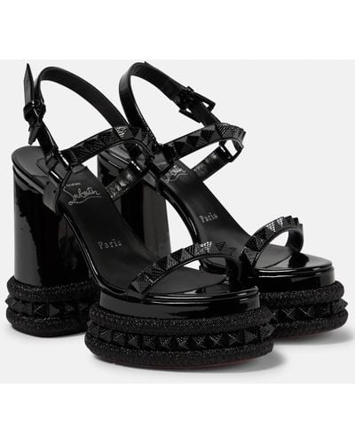 Christian Louboutin Superaclou 130 Patent Platform Sandal - Black