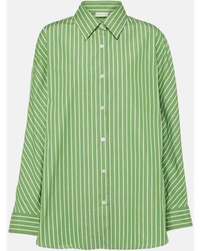 Dries Van Noten Striped Cotton Poplin Shirt - Green