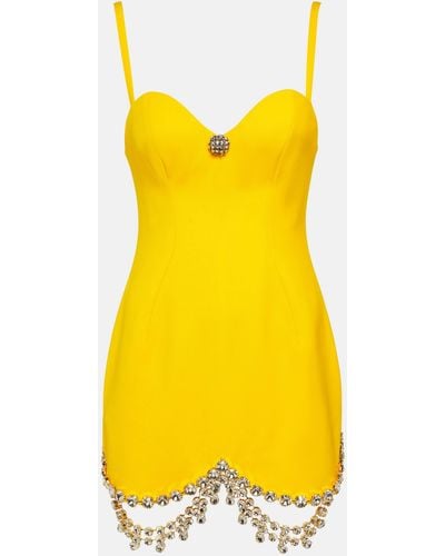 Area Crystal-embellished Wool Minidress - Yellow