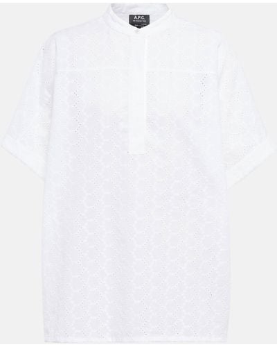 A.P.C. Judith Embroidered Cotton Blouse - White