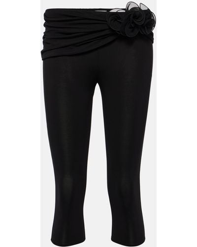 Magda Butrym Floral-applique Silk Biker Shorts - Black