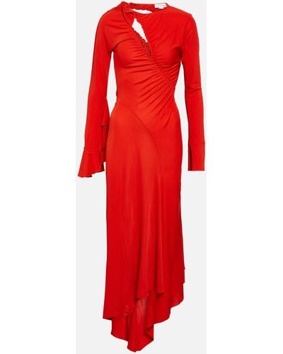 Victoria Beckham Asymmetric Cut-out Midi Dress - Red