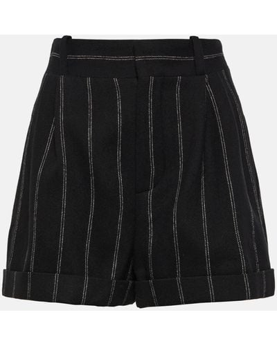 The Mannei Kudebi Pinstripe Wool Shorts - Black
