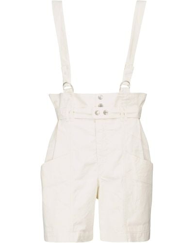 Isabel Marant Effie Linen And Cotton Suspender Shorts - White