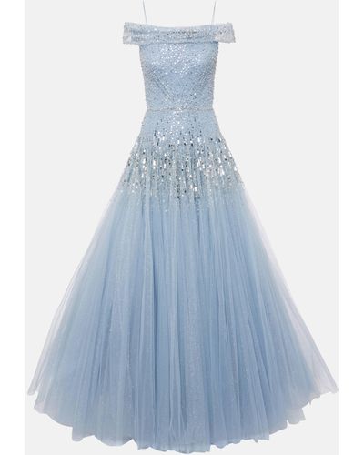 Jenny Packham Embellished Sirena Gown - Blue