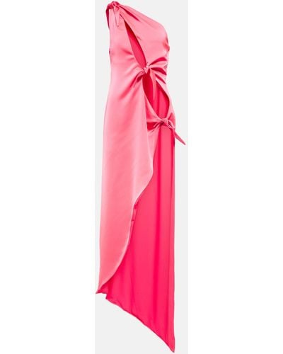 The Attico Cutout Satin Maxi Dress - Pink