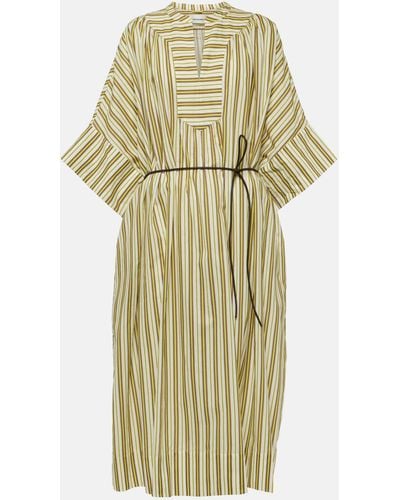 Yves Salomon Striped Cotton Midi Dress - Metallic