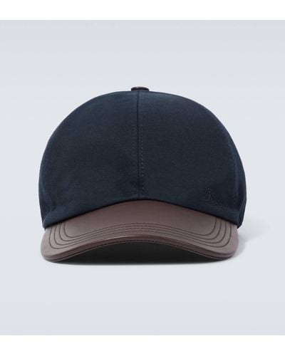 Berluti Leather-trimmed Cotton Baseball Cap - Blue