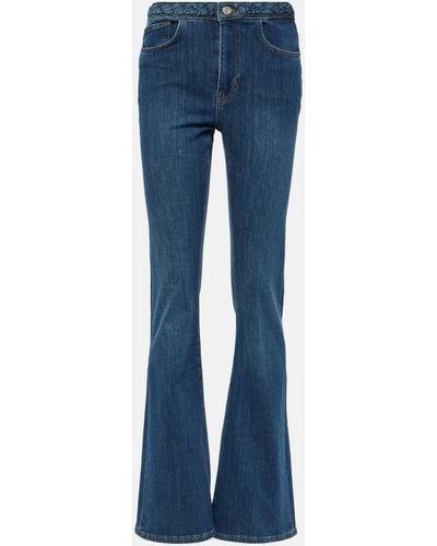 FRAME Braided High-rise Flared Jeans - Blue