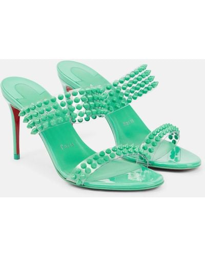 Christian Louboutin Spike Only 85 Pvc And Leather Sandals - Green