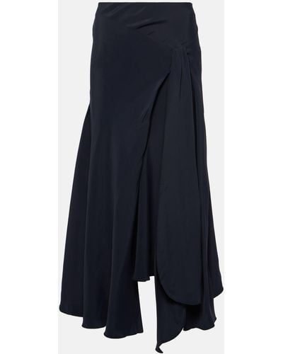 Victoria Beckham High-rise Asymmetric Midi Skirt - Blue