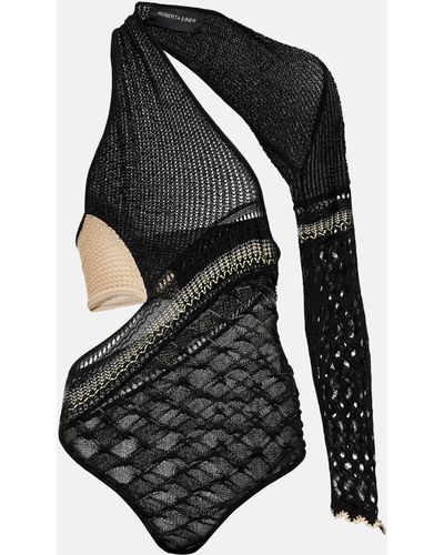 Roberta Einer Dina Asymmetric Knit Bodysuit - Black