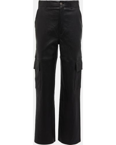 Stouls Axel Leather Cargo Pants - Black