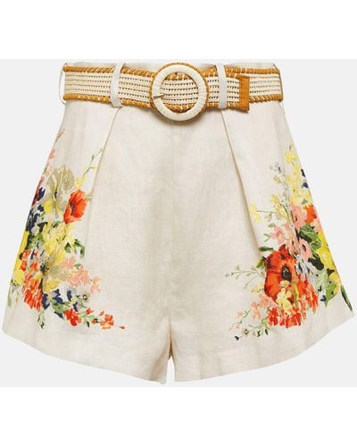 Zimmermann Alight Floral Linen Shorts - White