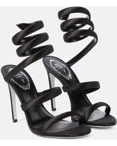 Rene Caovilla Margot Embellished Satin Sandals - Black