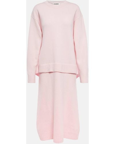 Jil Sander Wool Midi Dress - Pink
