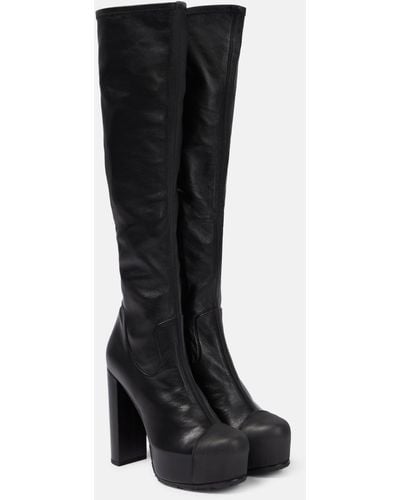 Sacai Leather Platform Knee-high Boots - Black