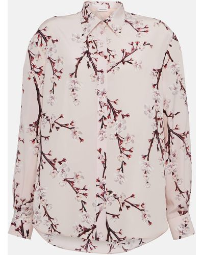 Alexander McQueen Floral Oversized Silk Shirt - Pink
