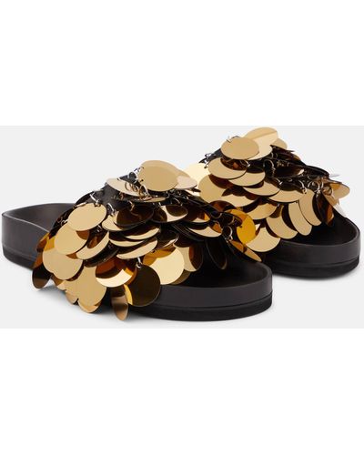 Rabanne Embellished Leather Sandals - Black