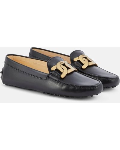 Tod's Moccasin With Metal Chain - Black