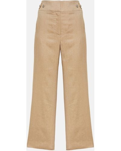Veronica Beard Aubrie Linen-blend Cropped Pants - Natural