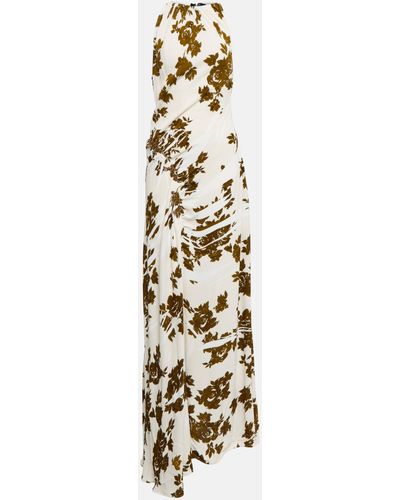 Proenza Schouler Ruched Floral Midi Dress - Metallic