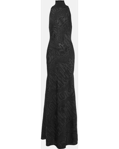 Alaïa Patterned Turtleneck Gown - Black
