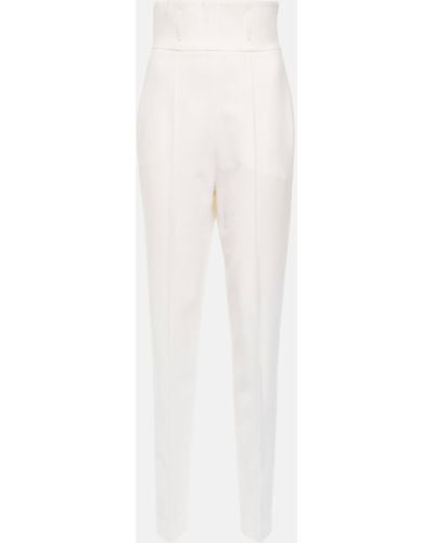 Nensi Dojaka Bridal Slim Wool-blend Pants - White