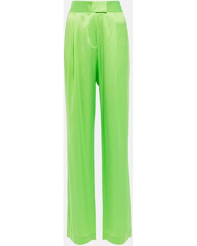 The Sei High-rise Wide-leg Silk Satin Pants - Green