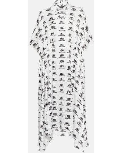 Balenciaga Bb Icon Jacquard Silk Midi Dress - White