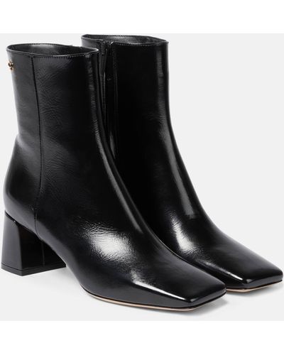 Gianvito Rossi Freeda Leather Ankle Boots - Black