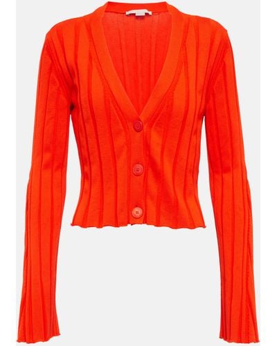 Stella McCartney Ribbed-knit Cotton Cardigan - Red