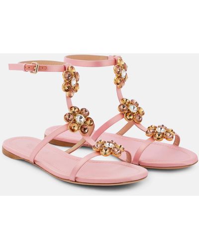 Giambattista Valli Jaipur Embellished Satin Sandals - Pink