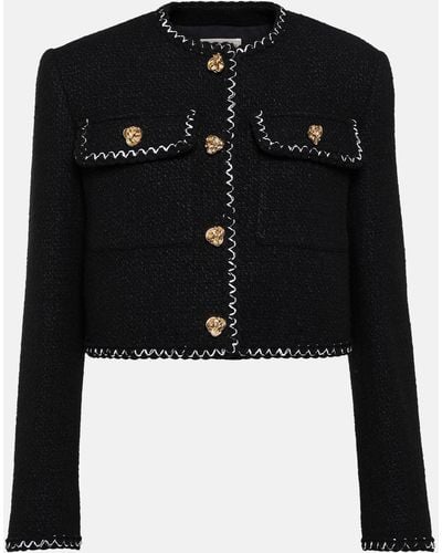 Alexander McQueen Exposed-stitching Bouclé-texture Wool-blend Jacket - Black