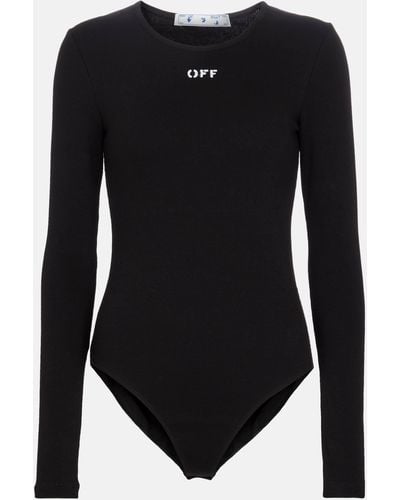 Off-White c/o Virgil Abloh Logo Stretch-cotton Jersey Bodysuit - Black