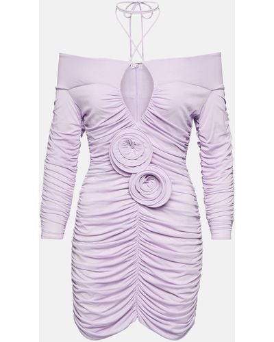 Magda Butrym Floral-appliquéd Cutout Stretch-jersey Mini Dress - Purple