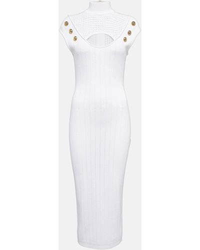 Balmain Mesh-trimmed Midi Dress - White