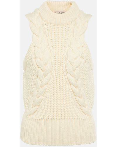 Alexander McQueen Cable-knit Wool Sweater Vest - Natural