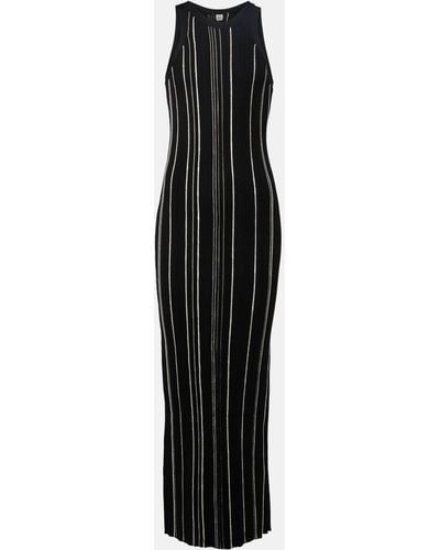 Totême Striped Ribbed-knit Maxi Dress - Black