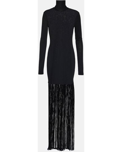 Nanushka Fringed Jersey Maxi Dress - Blue