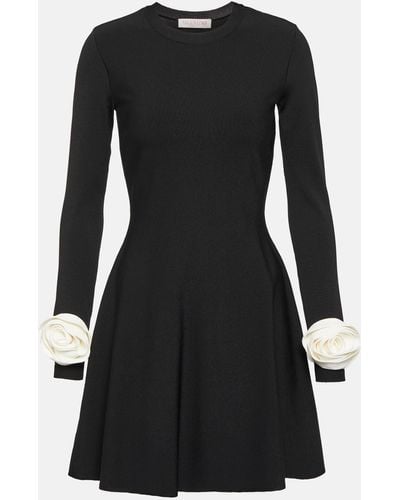 Valentino Floral-applique Minidress - Black