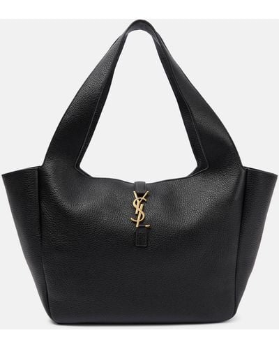 Saint Laurent Le 5 À 7 Leather Shopping Bag - Black