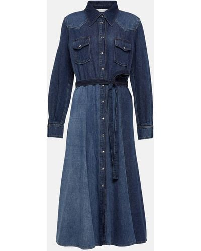 Chloé Panelled Denim Midi Dress - Blue