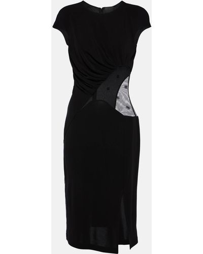 Givenchy 4g Tulle-trimmed Crepe Midi Dress - Black